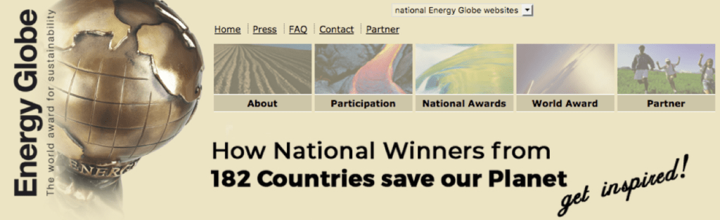 Screenshot from Globe Award website